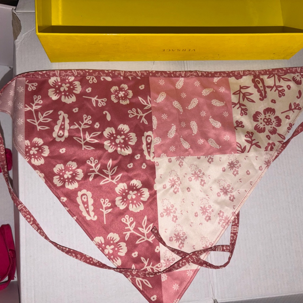 Urban Outfitters Pink and white patchwork hair bandana